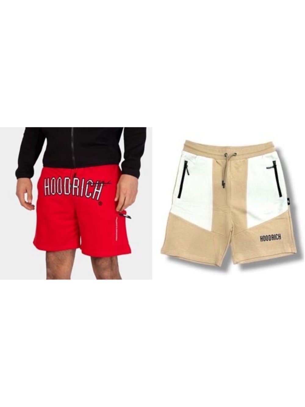 Hoodrich Shorts Bundle Men’s Small Red OG Heat + Tan Colorblock Streetwear
